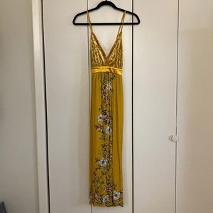 Yellow/gold floral maxi dress